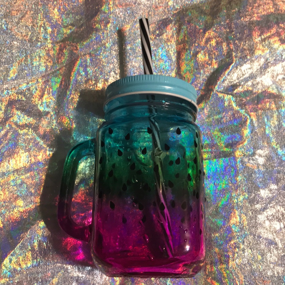 Cute glass ombré watermelon mug